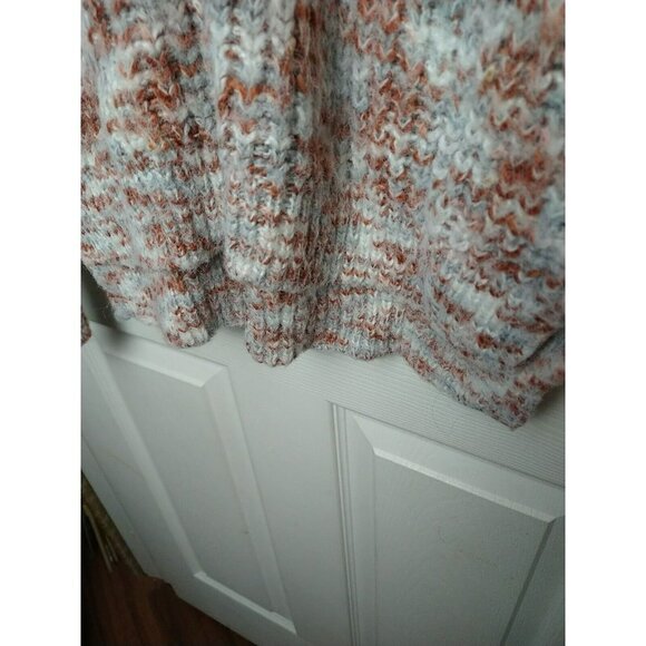 Rd style Women's Long Sleeve Orange White Grey Y2K Hi Lo Hem Sweater. Size L - Picture 9 of 13